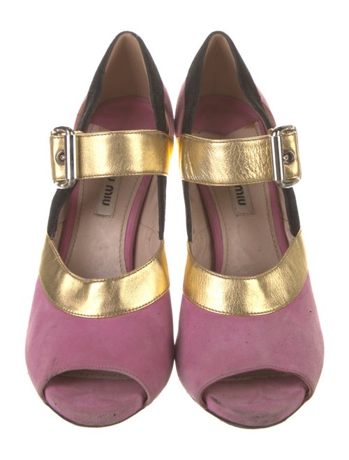 Miu Miu Suede Colorblock Pattern Pumps
