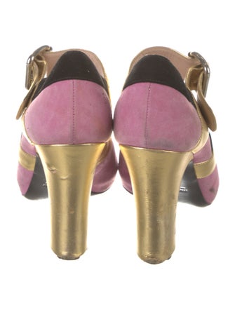 Miu Miu Suede Colorblock Pattern Pumps