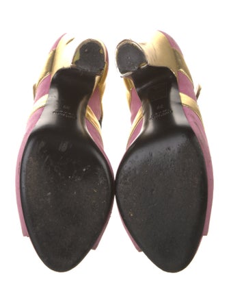 Miu Miu Suede Colorblock Pattern Pumps