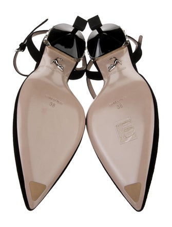 Miu Miu Suede Crystal Embellishments Slingback Pumps