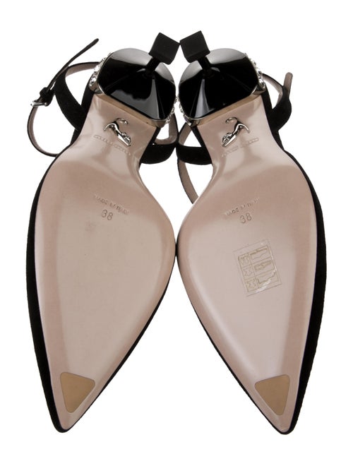 Miu Miu Suede Crystal Embellishments Slingback Pumps
