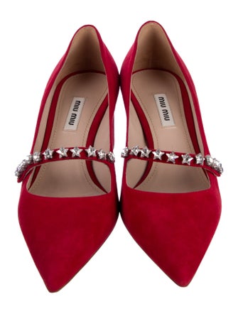 Miu Miu Suede Crystal Embellishments Pumps