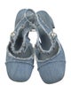 Miu Miu Faux Pearl Accents Denim Slingback Pumps