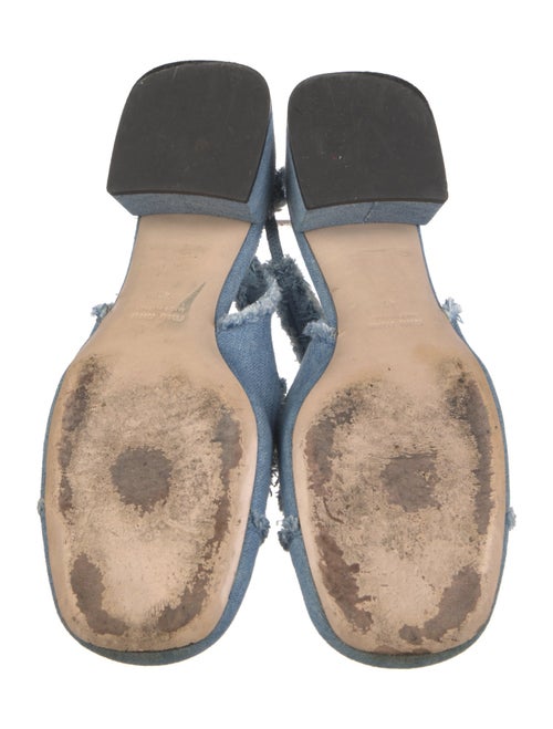 Miu Miu Faux Pearl Accents Denim Slingback Pumps