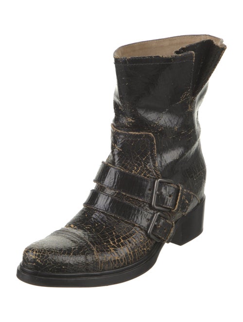 Miu Miu Leather Distressed Accents Moto Boots