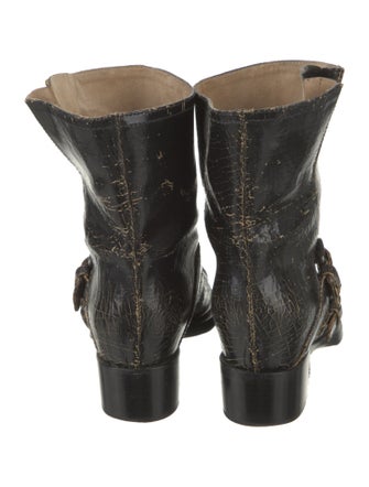 Miu Miu Leather Distressed Accents Moto Boots