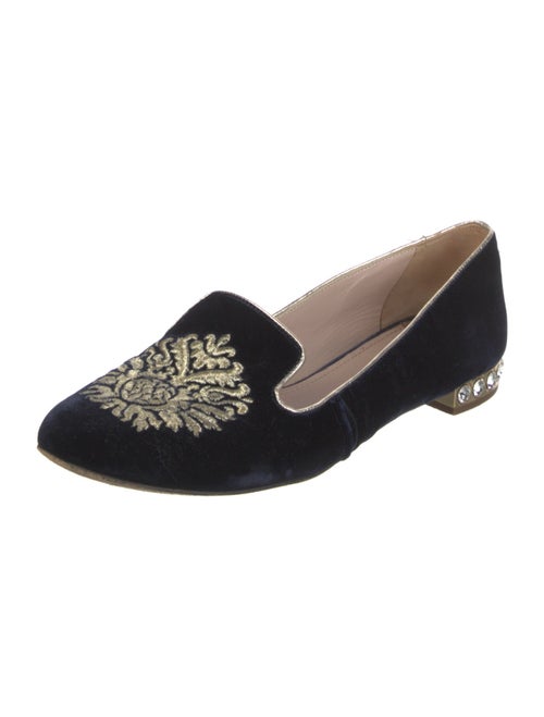 Miu Miu Velvet Crystal Embellishments Loafers