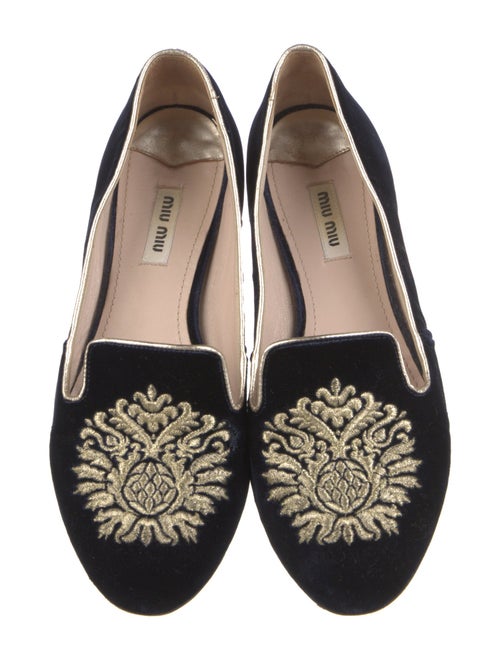 Miu Miu Velvet Crystal Embellishments Loafers