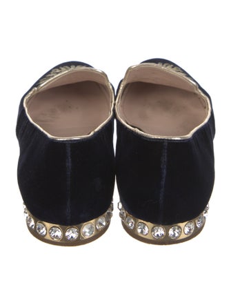 Miu Miu Velvet Crystal Embellishments Loafers