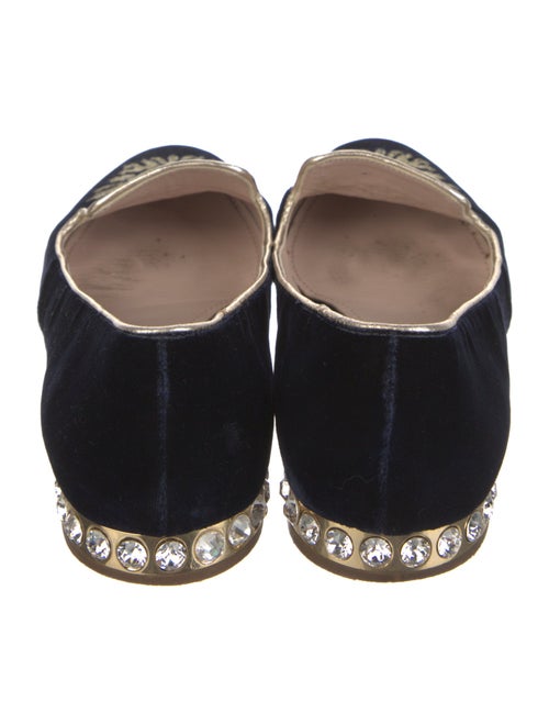 Miu Miu Velvet Crystal Embellishments Loafers