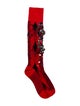 Miu Miu Wool Red Pattern Print Hosiery w/ Sequin Embellishment Throughout
