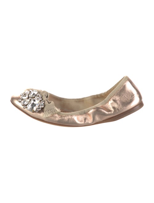 Miu Miu Leather Crystal Embellishments Flats