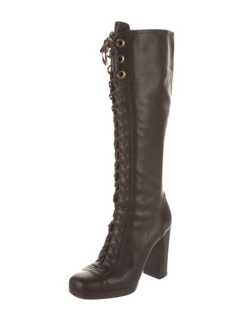 Miu Miu Leather Tassel Accents Lace-Up Boots