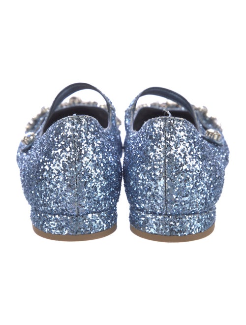 Miu Miu Glitter Crystal Embellishments Mary Jane Flats