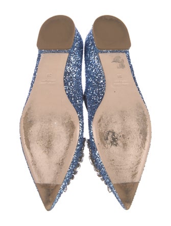 Miu Miu Glitter Crystal Embellishments Mary Jane Flats