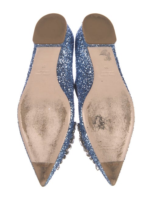 Miu Miu Glitter Crystal Embellishments Mary Jane Flats
