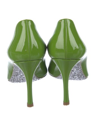 Miu Miu Patent Leather Glitter Accents Pumps