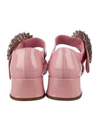 Miu Miu Patent Leather Crystal Embellishments Mules