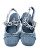 Miu Miu Denim Chain-Link Accents Slingback Pumps