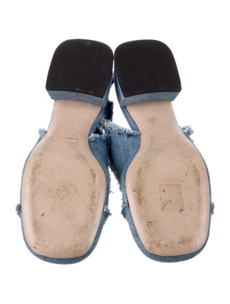 Miu Miu Denim Chain-Link Accents Slingback Pumps