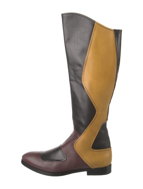 Miu Miu Leather Colorblock Pattern Rain Boots
