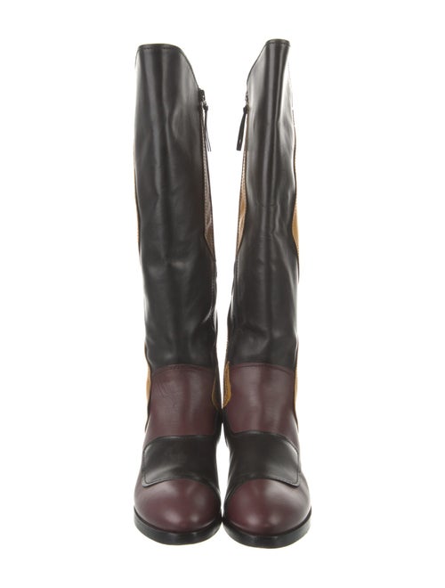 Miu Miu Leather Colorblock Pattern Rain Boots