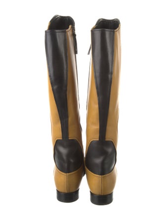 Miu Miu Leather Colorblock Pattern Rain Boots