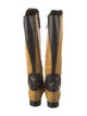 Miu Miu Leather Colorblock Pattern Rain Boots