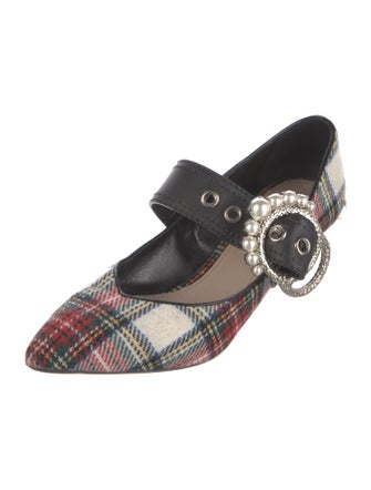 Miu Miu Faux Pearl Accents Printed Slingback Pumps