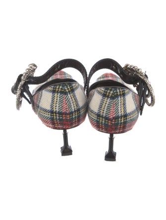 Miu Miu Faux Pearl Accents Printed Slingback Pumps