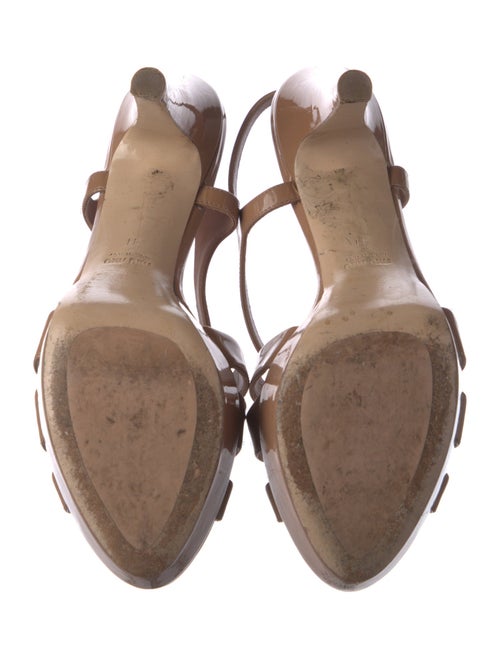 Miu Miu Patent Leather Cutout Accent Slingback Sandals