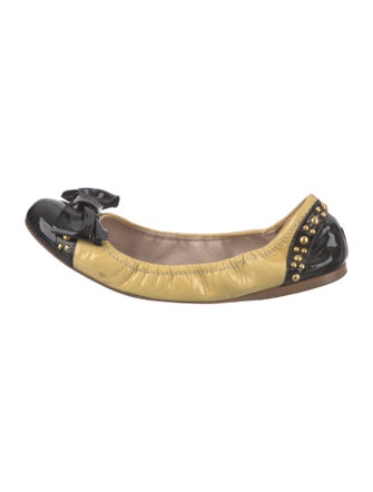 Miu Miu Patent Leather Colorblock Pattern Ballet Flats