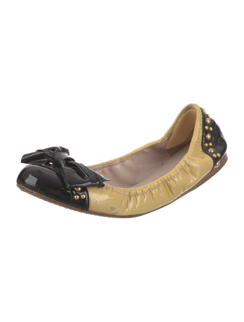Miu Miu Patent Leather Colorblock Pattern Ballet Flats