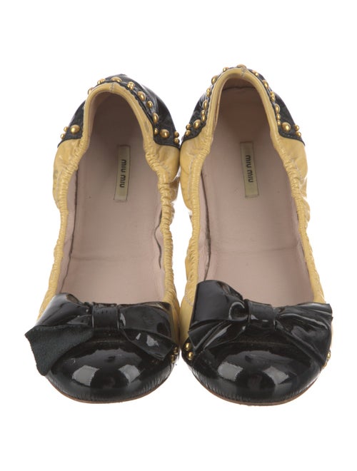 Miu Miu Patent Leather Colorblock Pattern Ballet Flats