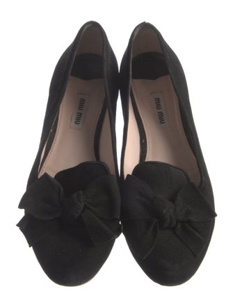 Miu Miu Suede Bow Accents Loafers