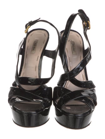 Miu Miu Patent Leather Slingback Sandals