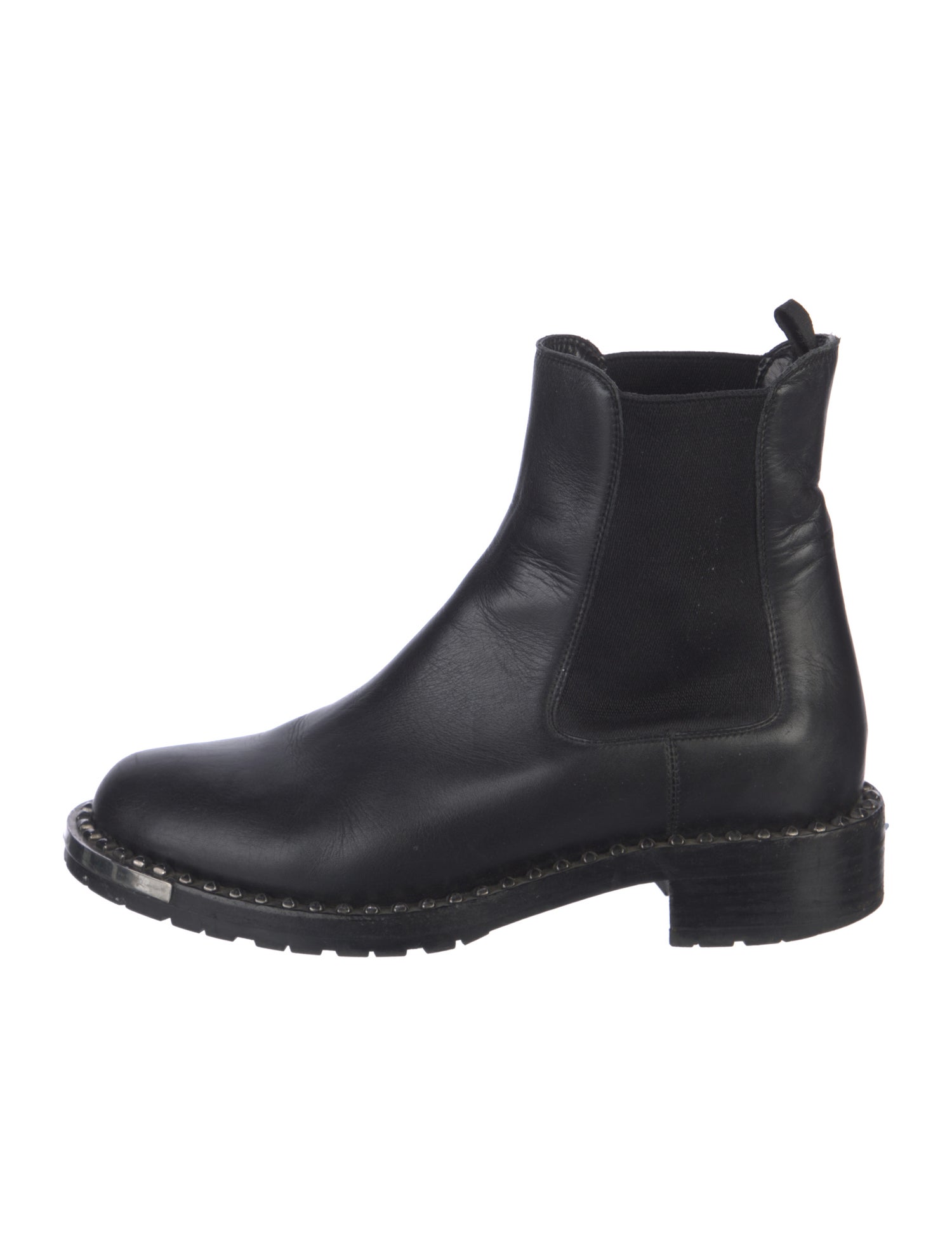 Miu Miu Leather Studded Accents Chelsea Boots