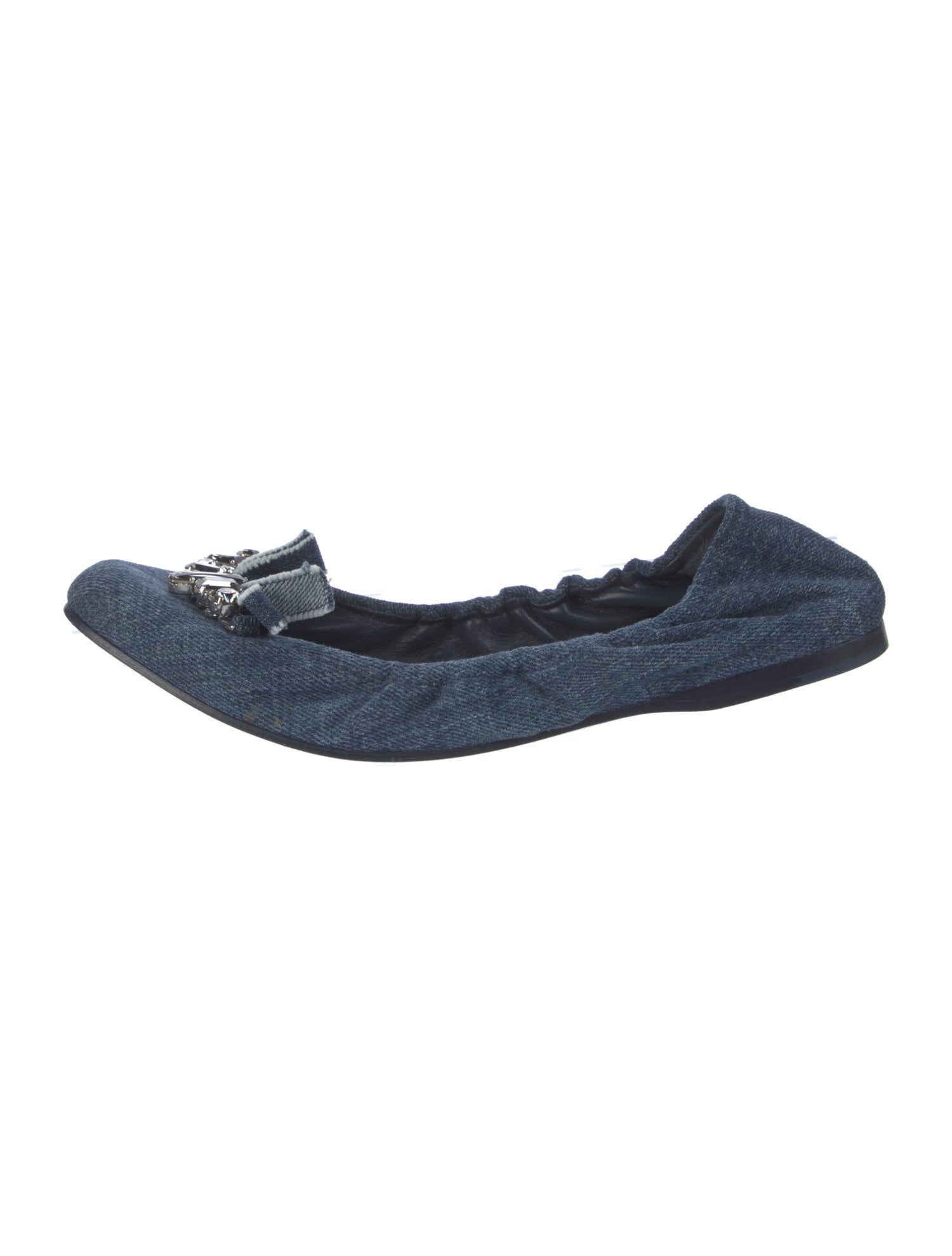 Miu Miu Denim Bow Accents Ballet Flats