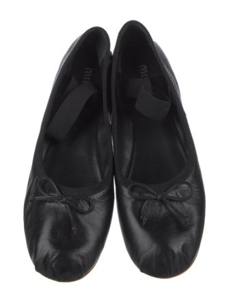 Miu Miu Leather Bow Accents Mary Jane Flats