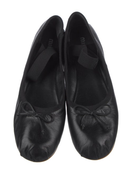 Miu Miu Leather Bow Accents Mary Jane Flats
