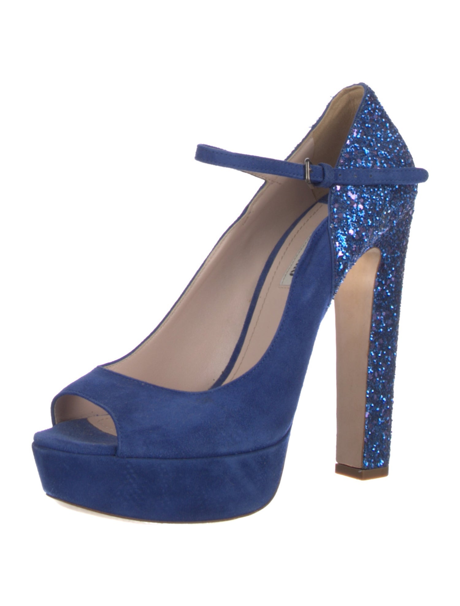 Miu Miu Suede Glitter Accents Pumps