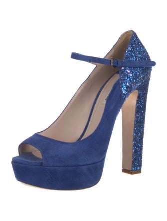 Miu Miu Suede Glitter Accents Pumps