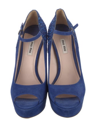 Miu Miu Suede Glitter Accents Pumps