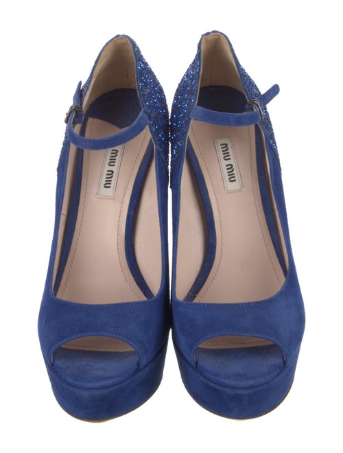 Miu Miu Suede Glitter Accents Pumps