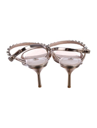 Miu Miu Patent Leather Crystal Embellishments Sandals