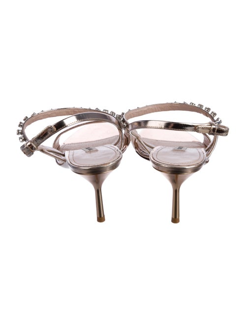 Miu Miu Patent Leather Crystal Embellishments Sandals