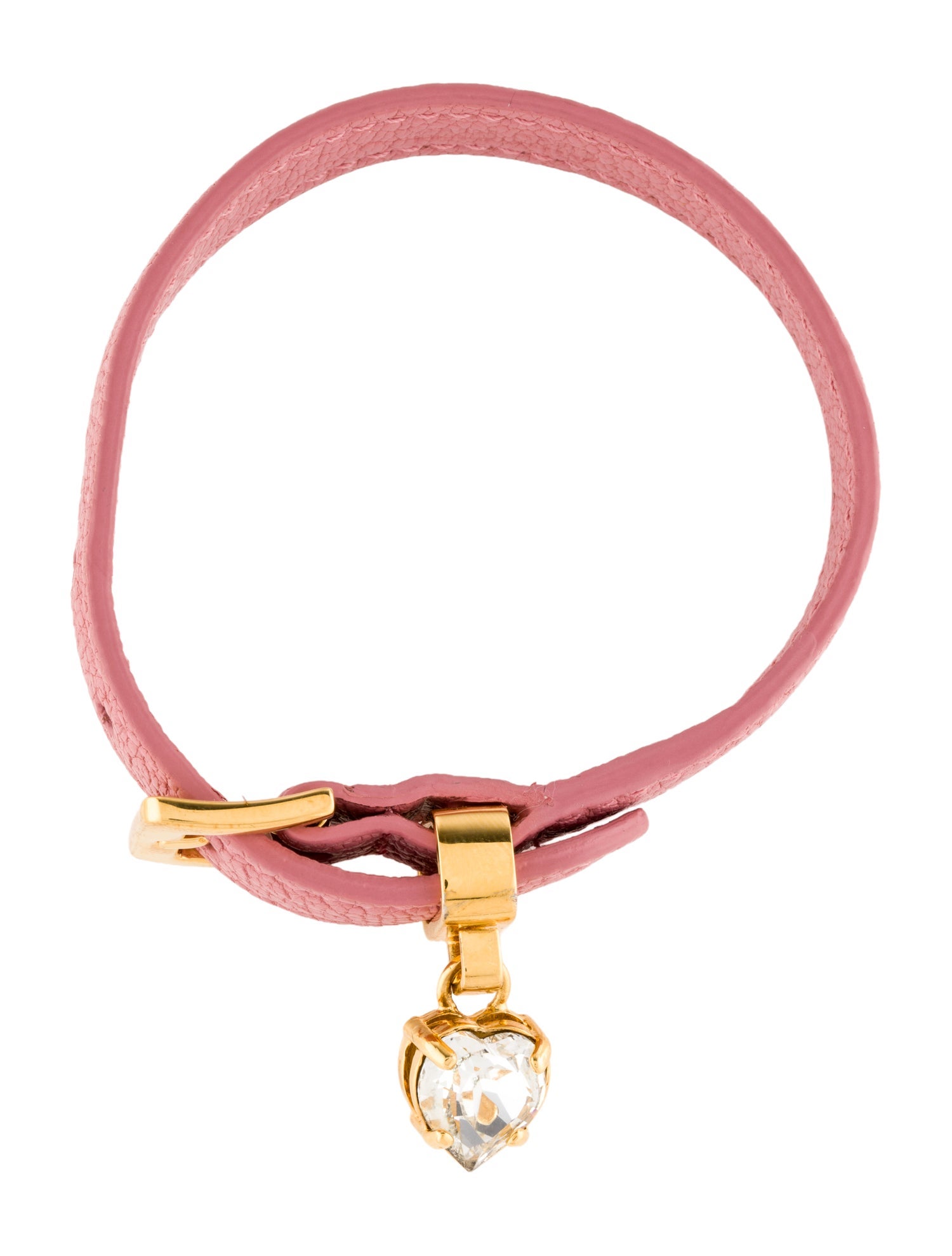 Miu Miu Leather & Crystal Heart Wrap Bracelet