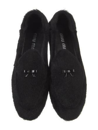 Miu Miu Faux Fur Bow Accents Loafers