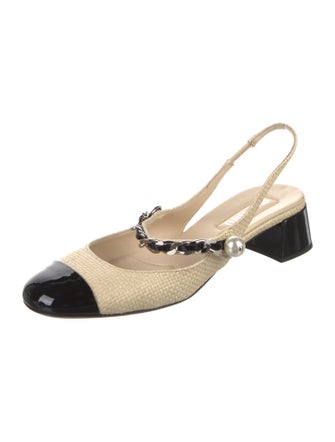 Miu Miu Straw Animal Print Slingback Pumps