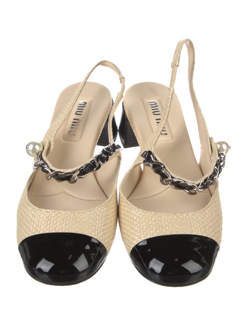 Miu Miu Straw Animal Print Slingback Pumps